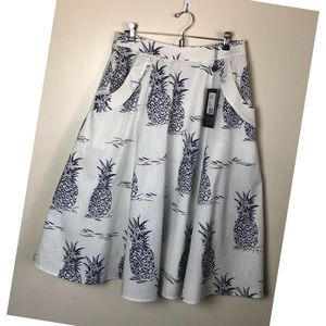 NWT Collectif Pineapple Print Retro Skirt, Large